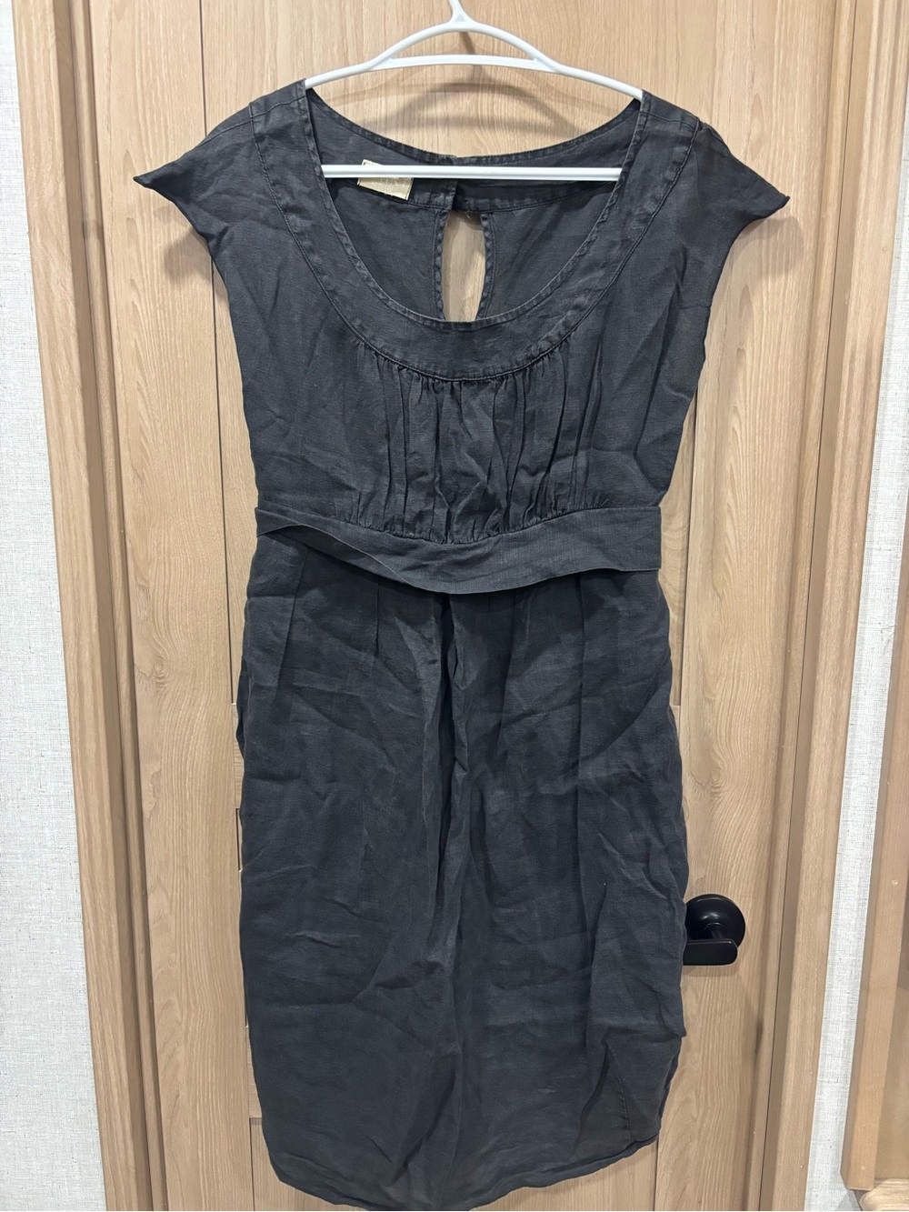 sHiRt CP Shades Linen Mini Dress Size L Washed Black Boho Smock